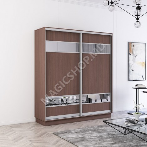 Шкаф Fox 140-180x60x220H см с раздвижными дверями Pal+Mirror